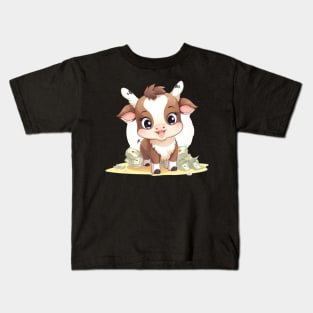 funny cash cow with money Kids T-Shirt